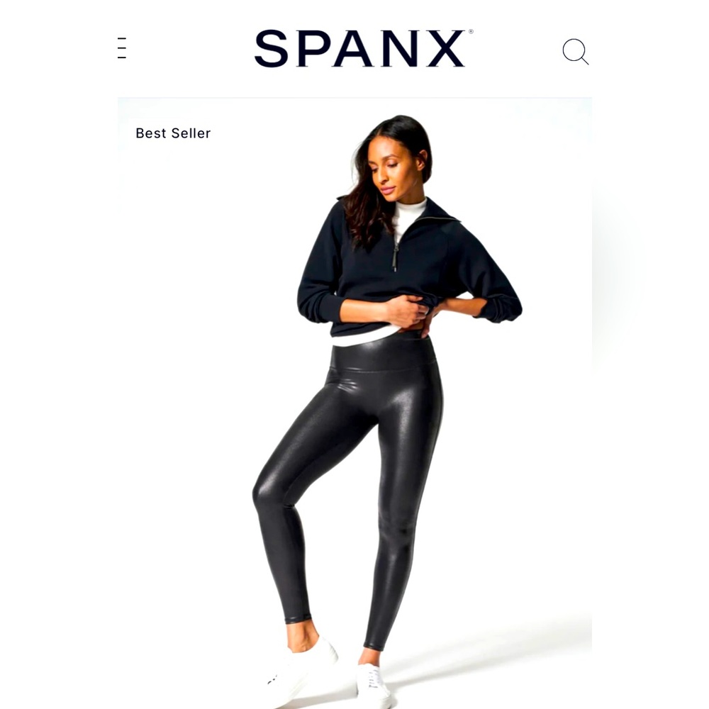 Spanx Faux Leather Leggings Black Size 2X Petite